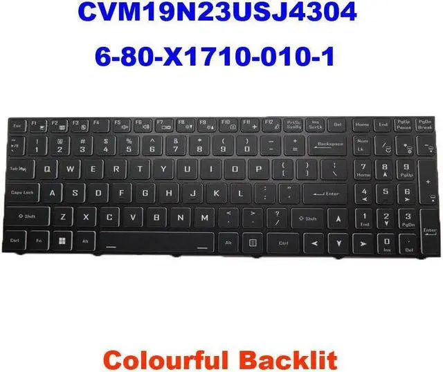 Main image of US English Backlit Keyboard For CLEVO NH50AC CVM19N23USJ4304 6-80-X1710-010-1