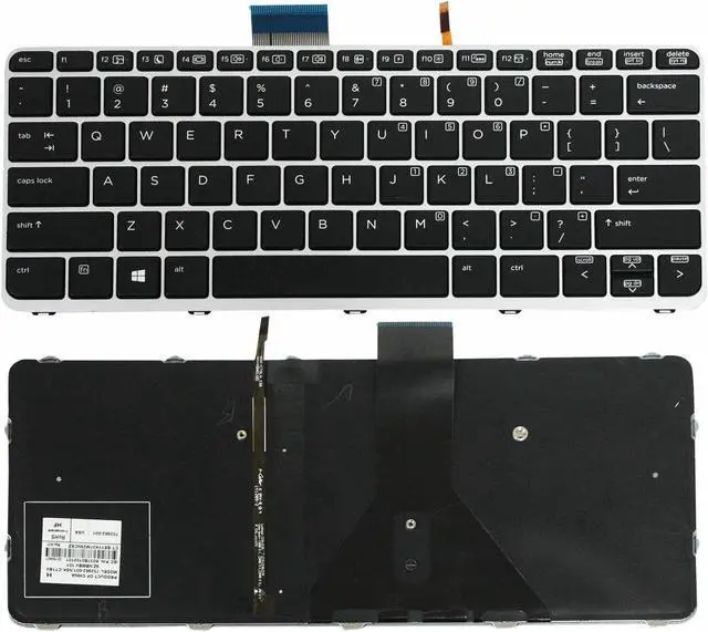 Main image of US Laptop Keyboard Backlit with Silver Frame for HP Elitebook Folio 1020 G1