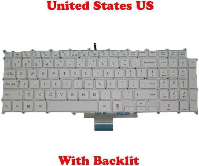 Main image of White color  Backlit Keyboard For 17Z90N SG-90980-XUA SN3890BL AEW74109802 English