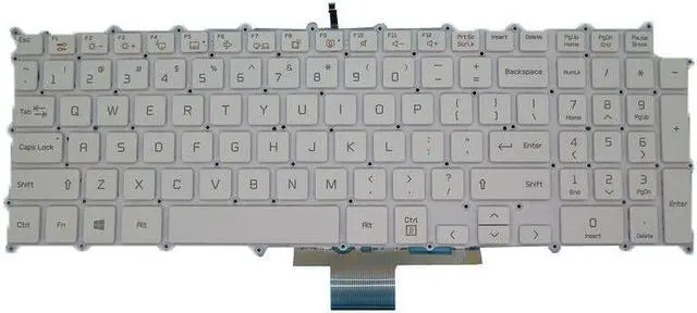 Alt view image 2 of 4 - White color  Backlit Keyboard For 17Z90N SG-90980-XUA SN3890BL AEW74109802 English