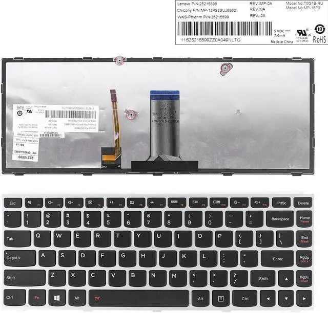 Main image of Keyboard for LENOVO G40-70 Flex 2 14 Silver FRAME BLACK(Backlit Win8 US)