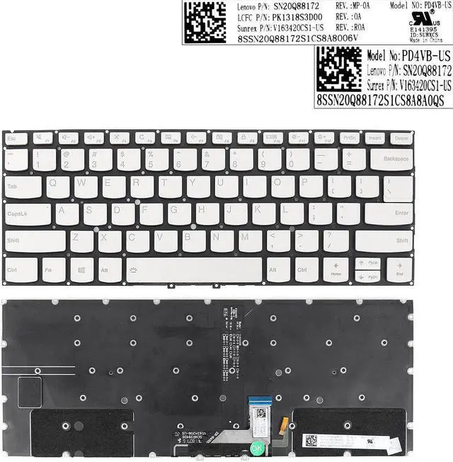 Main image of US Keyboard for Lenovo Yoga c930-13 c930-13ikb SILVER (Backlit) SN20Q88172