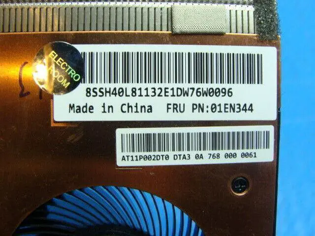 Alt view image 3 of 5 - Cpu cooling fan for Lenovo ThinkPad E570 15.6 inches with Heatsink 01EN344