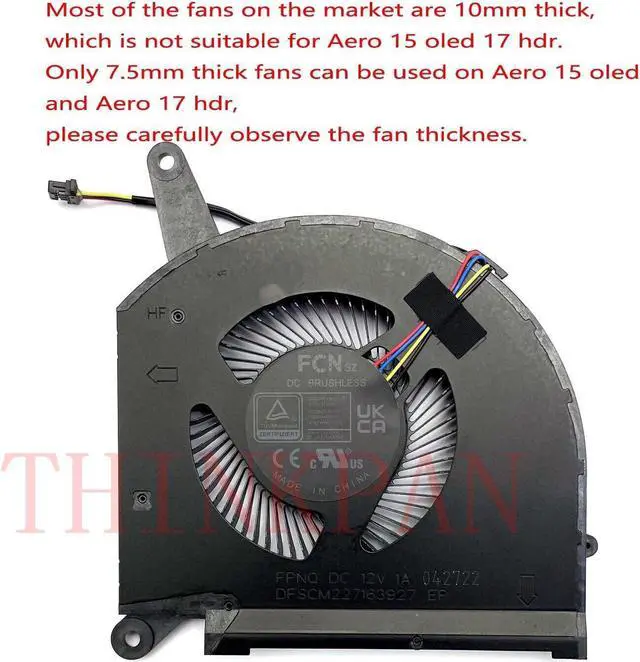 Alt view image 2 of 5 - Gpu and Cpu cooling fan for  AORUS 15G 17G YD XD YC XC SB KB WB XB YB