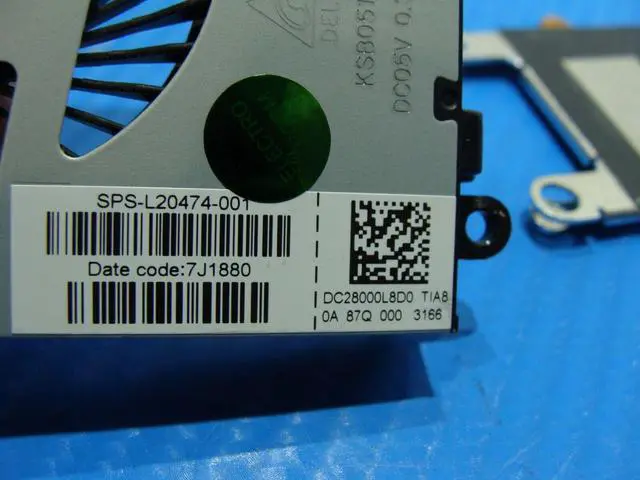 Alt view image 3 of 5 - Cpu cooling fan for HP 15-db0076nr 15.6 inches with Heatsink L20483-001 L20474-001