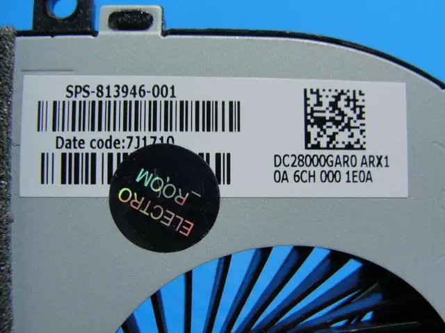 Alt view image 3 of 5 - Cpu cooling fan for HP 15-ay103dx 15.6 inches 813946-001 DC28000GAR0