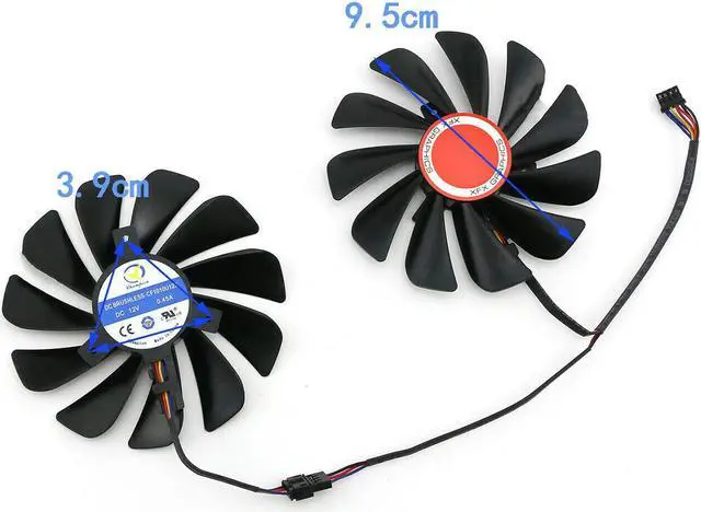 Alt view image 2 of 5 - Cooling fan  for XFX RX580 590 8G Black Wolf Edition Graphics Card