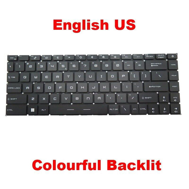 thumbnail image 2 of US RGB Backlit Keyboard For MSI Laptop - V143422EK1, V143422FK1, S1N-3EUS226-D10 - New 2 of 4