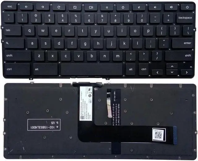 Main image of Backlit US Keyboard For DELL Chromebook 7310 0NVHD0 NVHD0 English NSK-LX0BW