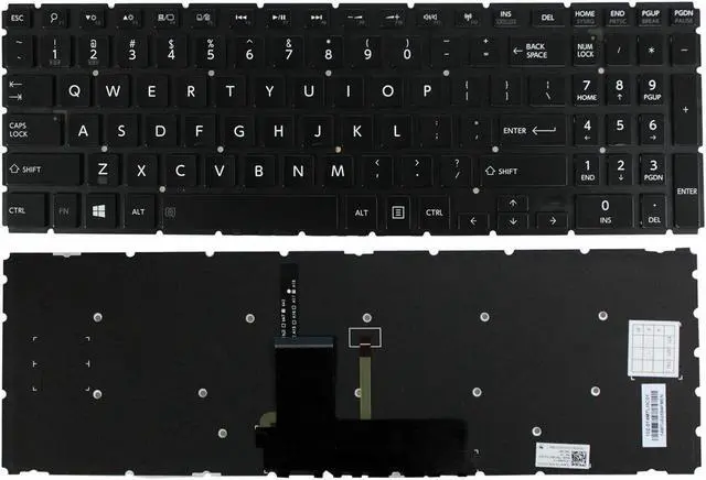 Main image of US Keyboard Backlit For Toshiba Satellite  P55W-B5112 P55W-B5220 S55-B5280