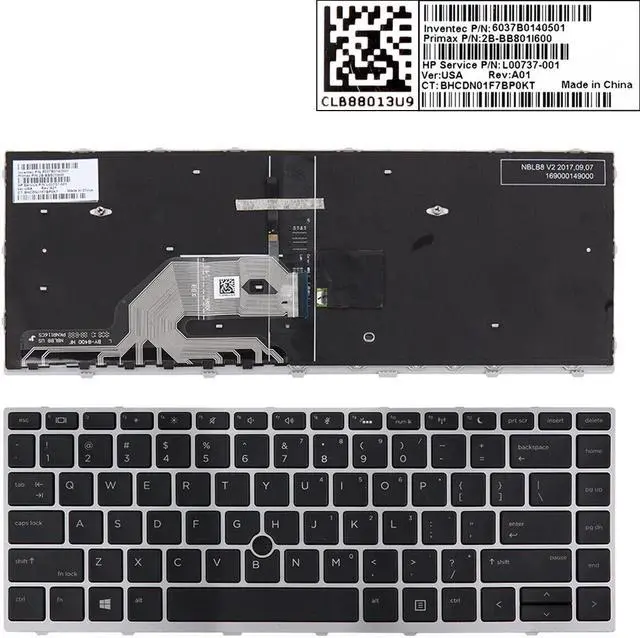 Main image of US Keyboard for HP Probook 430 G5 440 G5 445 G5 6037B0134001 Backlit With Point