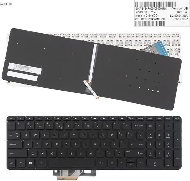 Main image of Keyboard for HP Pavilion 15-P 17-F BLACK US Backlit Without FRAME NO Foil