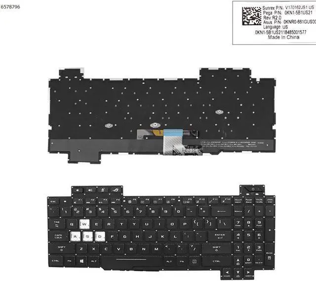 Main image of US Keyboard for Asus GL704 GL704GM GL704GV GL704S7CM BLACK Without FRAME Backlit