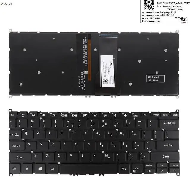 Main image of US Keyboard forACER Spin SP513-52 SP513-53 SP513-53N SP314-51 BLACK  Backlit