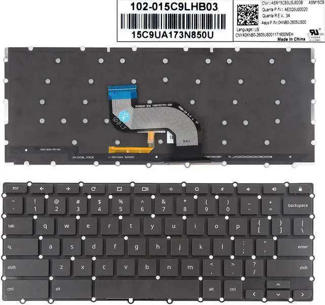 Main image of US Keyboard for ASUS Chromebook Flip C302C C302CA C302 Black Backlit