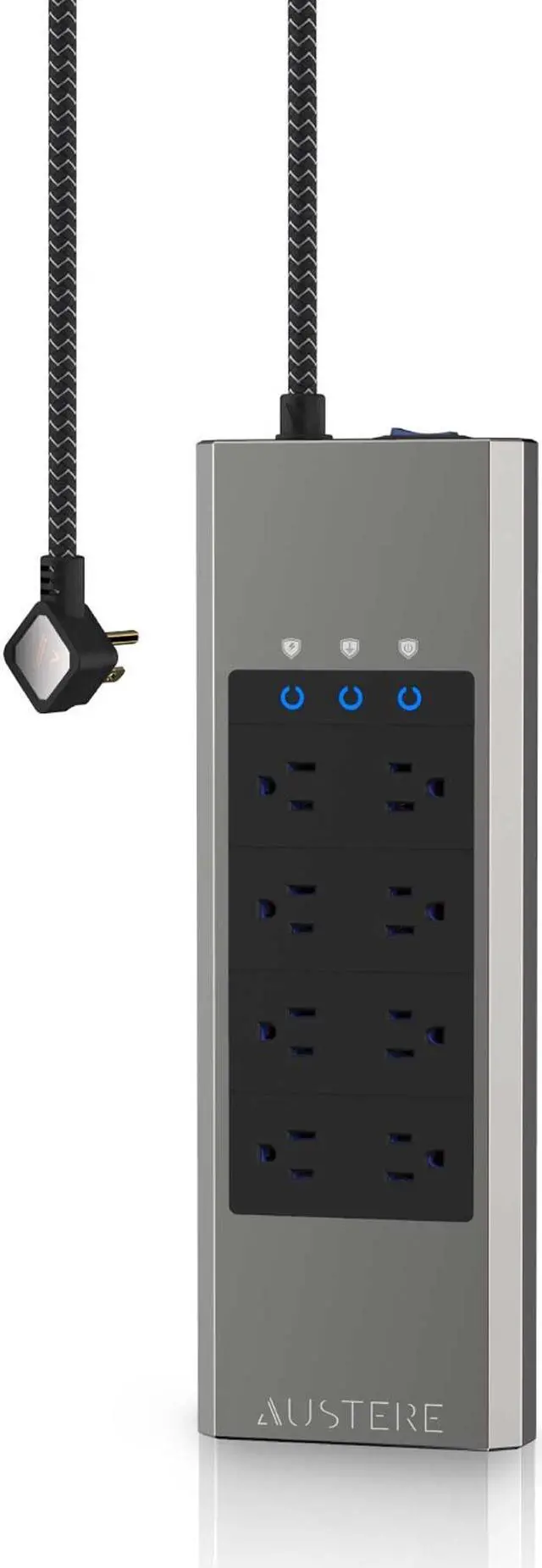 Alt view image 13 of 20 - Austere VII Series Power 8-Outlet With 45W USB-C PD port Omniport USB \\ 4,000 Joules, PureFiltration, Flameless MOV, Overcurrent Protection, SmartFit Outlets, WovenArmor Cable & Component Guarantee