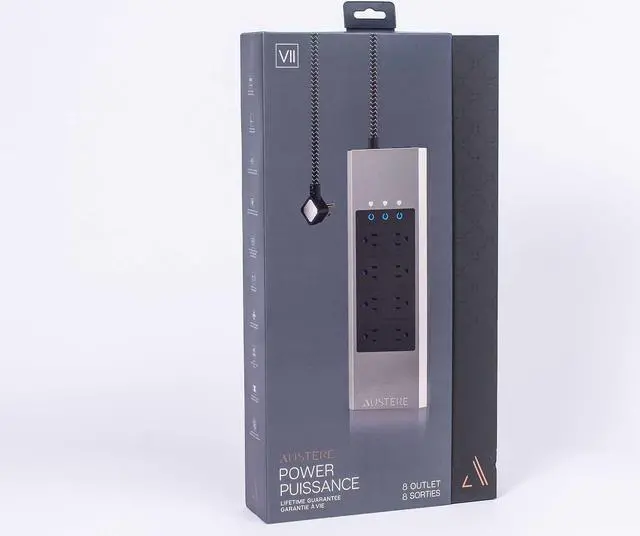 Alt view image 17 of 20 - Austere VII Series Power 8-Outlet With 45W USB-C PD port Omniport USB \\ 4,000 Joules, PureFiltration, Flameless MOV, Overcurrent Protection, SmartFit Outlets, WovenArmor Cable & Component Guarantee