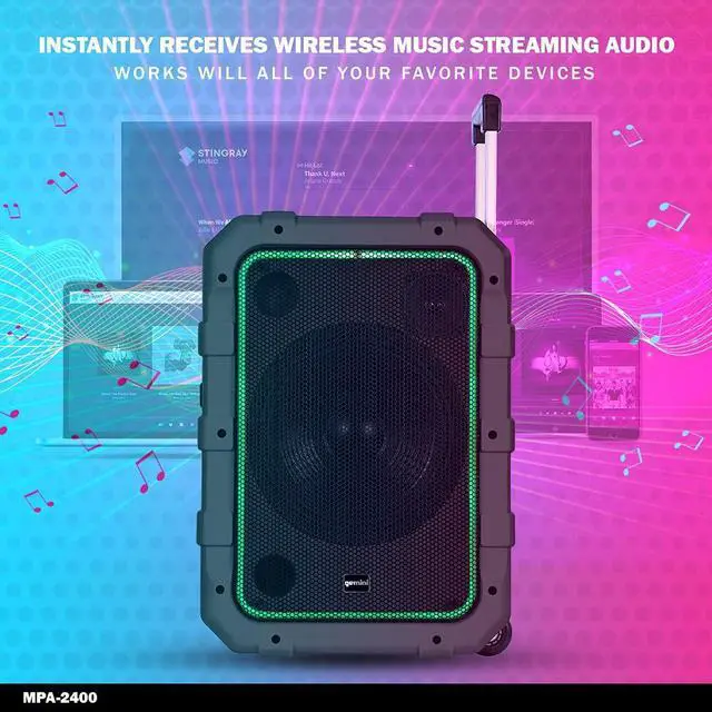 Alt view image 4 of 8 - Gemini Sound MPA-2400 Wireless Weatherproof Bluetooth Trolley Tailgate Speaker