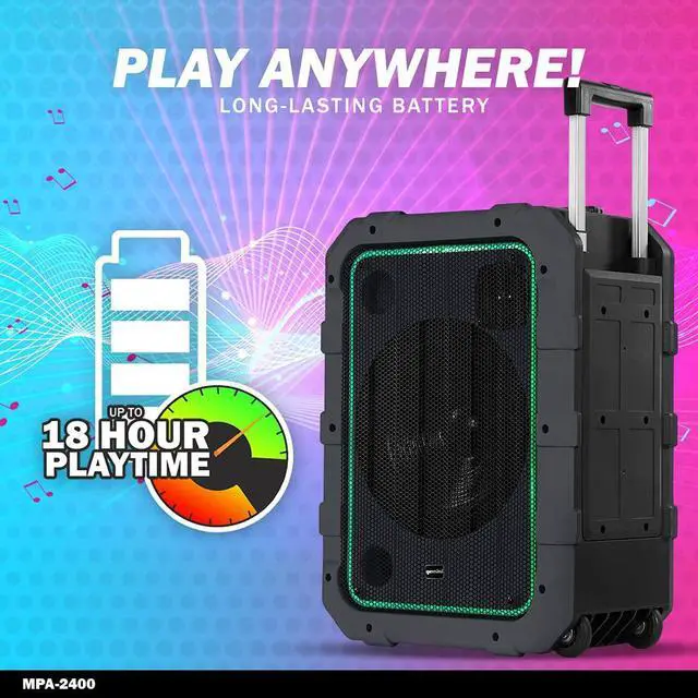Alt view image 2 of 8 - Gemini Sound MPA-2400 Wireless Weatherproof Bluetooth Trolley Tailgate Speaker