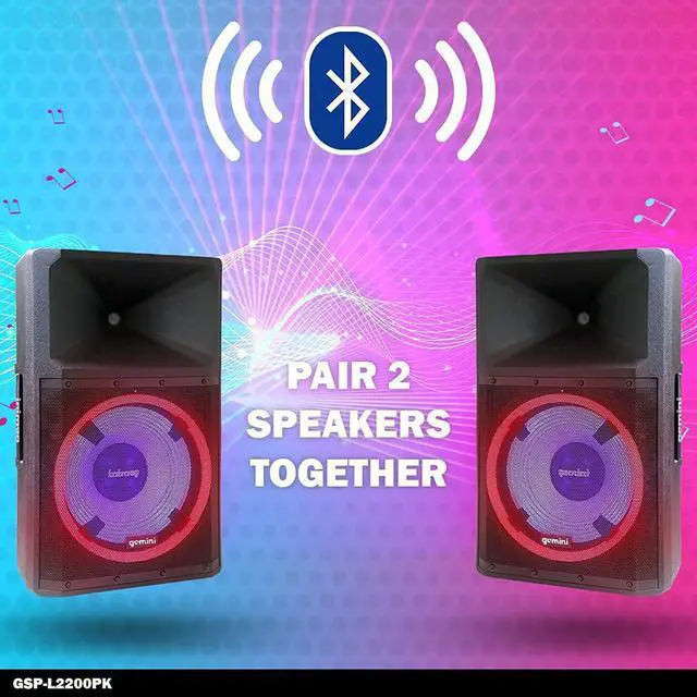 Alt view image 8 of 20 - Gemini Professional Audio Equipment Bluetooth PA DJ Multi Media 2200 W Speakers