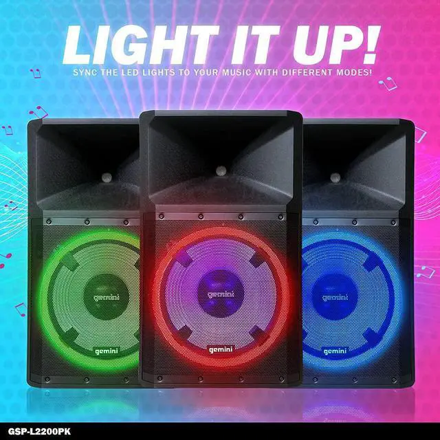 Alt view image 9 of 20 - Gemini Professional Audio Equipment Bluetooth PA DJ Multi Media 2200 W Speakers