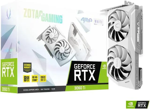 Alt view image 2 of 6 - ZOTAC AMP White Edition LHR GeForce RTX 3060 Ti 8GB GDDR6 PCI Express 4.0 ATX Graphics Card ZT-A30610F-10PLHR