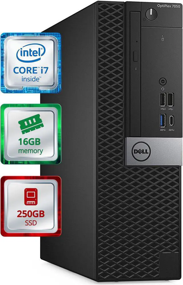 Main image of Dell OptiPlex 7050 Small Desktop Computer (SFF) | Quad Core Intel i7 (4.2GHz Turbo) | 16GB DDR4 RAM | 250GB SSD Solid State | WiFi-5G + Bluetooth | Windows 10 Pro | Home or Office PC (Renewed)