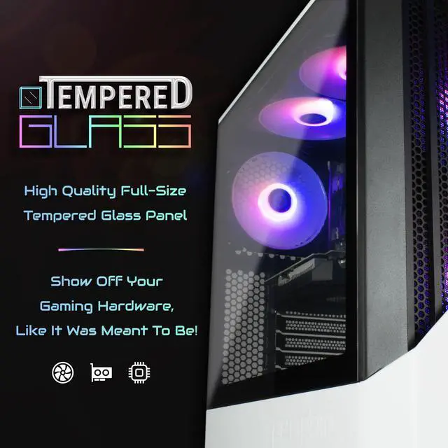 Alt view image 4 of 6 - Periphio Castle Prebuilt Gaming PC | Ryzen 5 5600G (4.4GHz Turbo) | AMD Vega 7 iGPU (4GB) | 1TB M.2 NVMe SSD Storage | 16GB DDR4 RGB RAM | Windows 11 Gaming Desktop Computer Tower | 5G-WIFI + BT