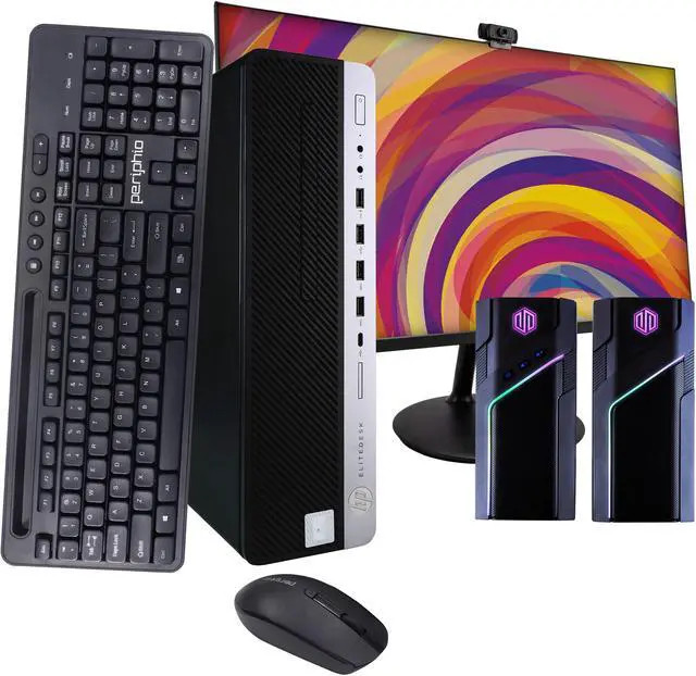 Main image of HP EliteDesk 800G4 Desktop Computer | Hexa Core Intel i5 (3.2) | 8GB DDR4 RAM | 500GB SSD Solid State | Windows 11 Professional | 22in LCD Monitor | Perfect Family Computer