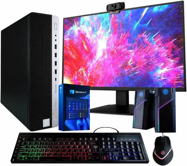 Main image of HP EliteDesk 800G4 Desktop Computer | Hexa Core Intel i5 (3.2) | 16GB DDR4 RAM | 500GB SSD Solid State | Windows 11 Professional | 22in LCD Monitor | Home or Office PC