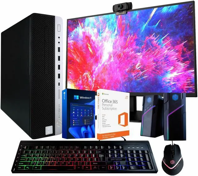 Main image of HP EliteDesk 800G4 Desktop Computer | Hexa Core Intel i5 (3.2) | 16GB DDR4 RAM | 500GB SSD Solid State | Windows 11 Professional | 22in LCD Monitor| Office 365 | Home or Office PC