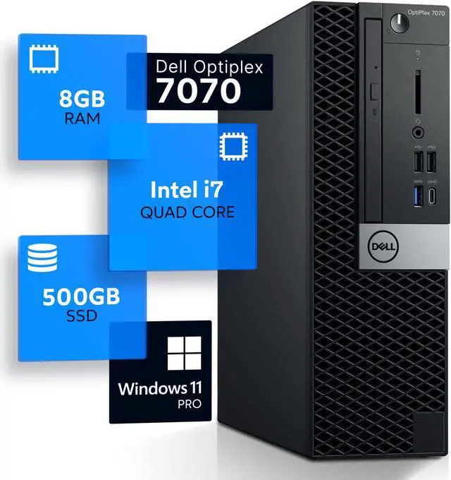 Main image of Dell Optiplex 7070 Desktop Computer | Hexa Core Intel i7 (3.4GHz) | 8GB DDR4 RAM | 500GB SSD Solid State | 5G-WiFi & Bluetooth | Windows 11 Professional | Home or Office PC