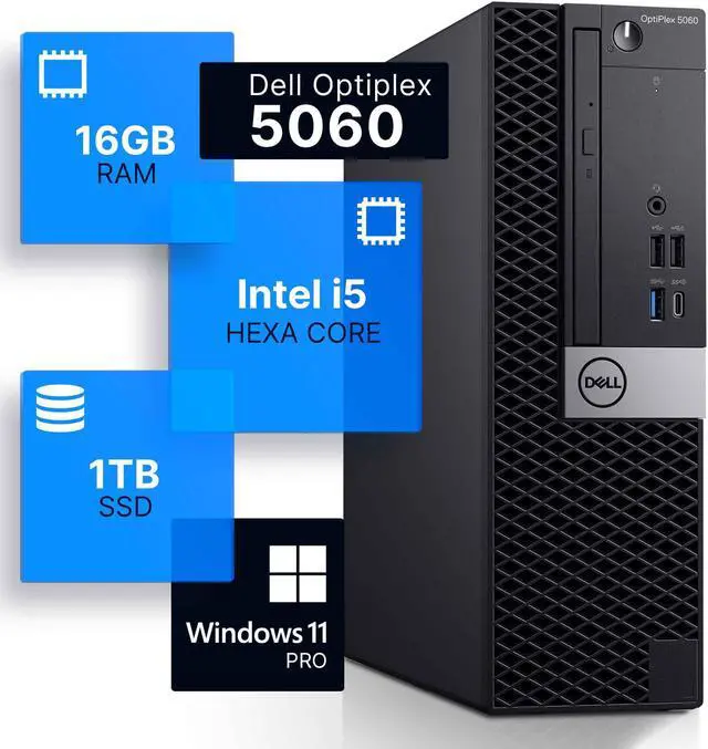 Main image of Dell Optiplex 5060 Desktop Computer | Hexa Core Intel i5 (3.2) | 16GB DDR4 RAM | 1TB SSD Solid State | Windows 11 Professional | Home or Office PC