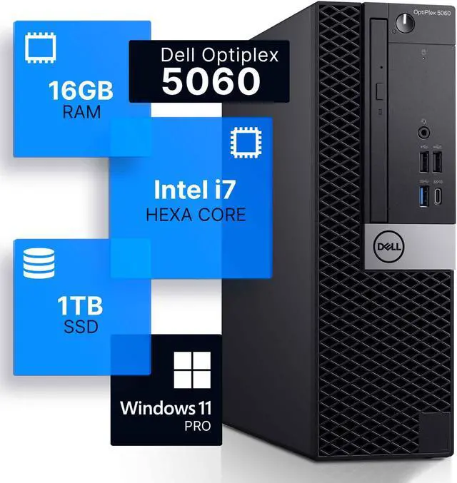 Main image of Dell Optiplex 5060 Desktop Computer | Hexa Core Intel i7 (3.4) | 16GB DDR4 RAM | 1TB SSD Solid State | Windows 11 Professional | Home or Office PC