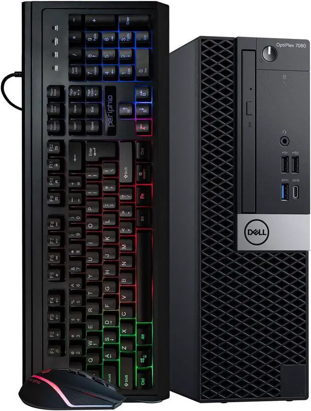 Main image of Dell Optiplex 7060 Desktop Computer Bundle + RGB Keyboard & Mouse | Hexa Intel i5 (3.2) | 16GB DDR4 RAM | 500GB SSD Solid State | Windows 11 Professional | WiFi + Bluetooth | Home or Office PC