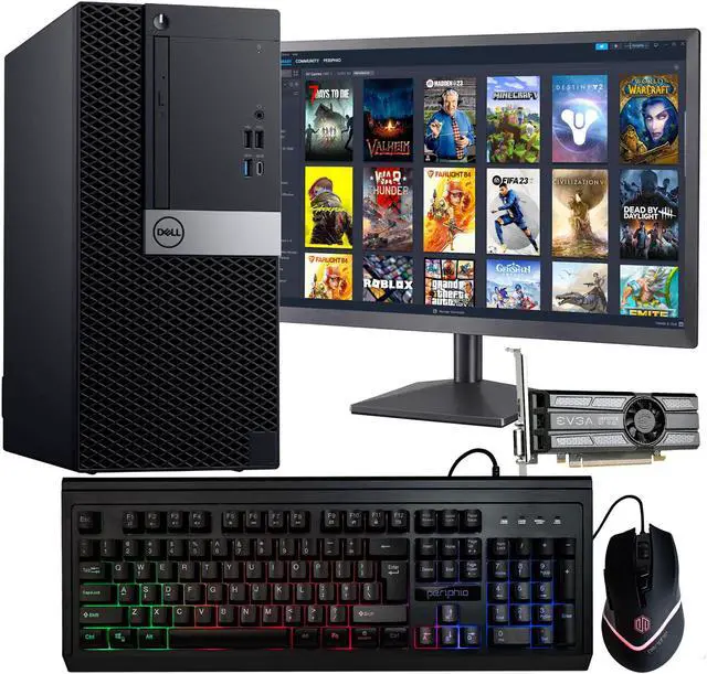 Main image of Dell Prebuilt Gaming Desktop Computer | Intel i5 + GeForce GT 1030 2GB GPU | 1080p Gaming PC | 16GB DDR4 RAM | 1TB SSD | Internal Wi-Fi 6 PCIe Adapter | Windows 11 Pro | 22in LCD Monitor