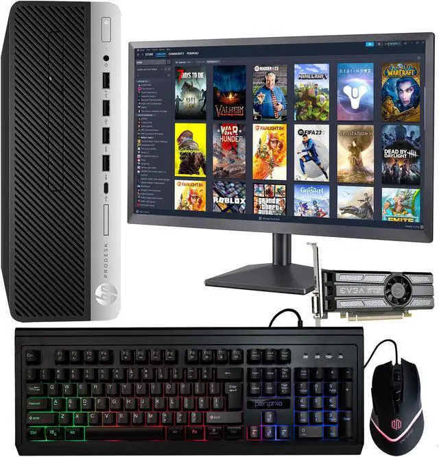 Main image of HP Prebuilt Gaming Desktop Computer | Intel i7 + GeForce GT 1030 2GB GPU | 1080p Gaming PC | 16GB DDR4 RAM | 1TB SSD | Internal Wi-Fi 6 PCIe Adapter | Windows 11 Pro | 22in LCD Monitor