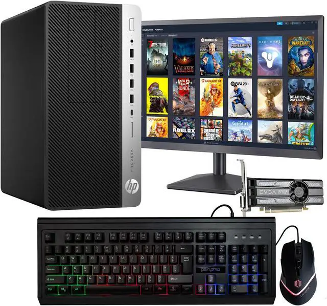Main image of HP Prebuilt Gaming Desktop Computer | Intel i5 + GeForce GT 1030 2GB GPU | 1080p Gaming PC | 16GB DDR4 RAM | 1TB SSD | Internal Wi-Fi 6 PCIe Adapter | Windows 11 Pro | 22in LCD Monitor