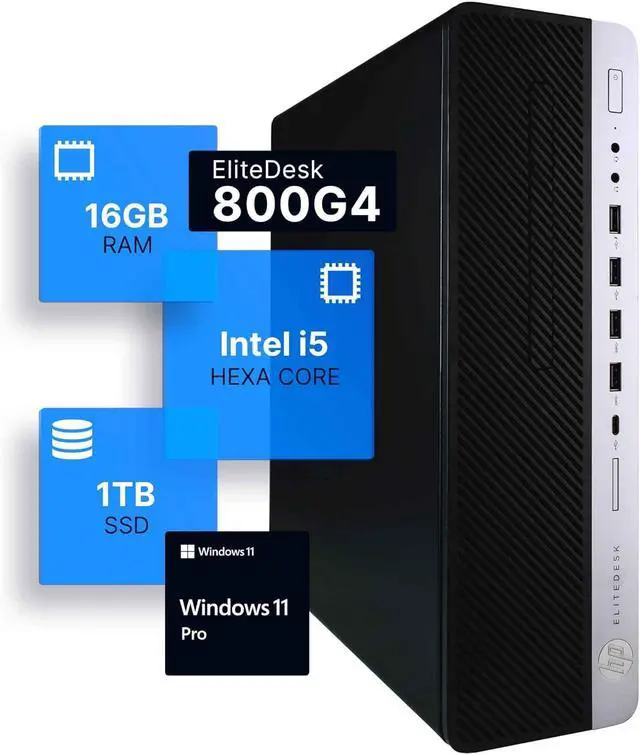 Alt view image 4 of 6 - HP EliteDesk 800 G4 Core i5 3.2 GHz - SSD 1 TB RAM 16 GB  Speakers