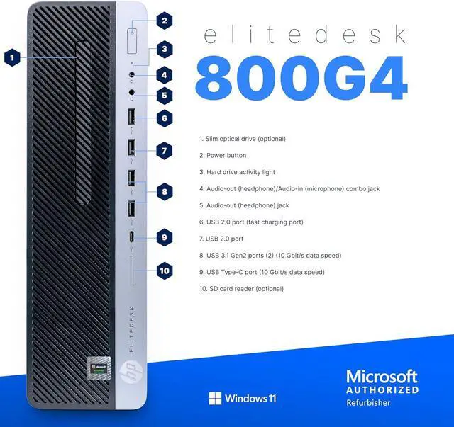Alt view image 2 of 6 - HP EliteDesk 800 G4 Core i5 3.2 GHz - SSD 1 TB RAM 16 GB  Speakers