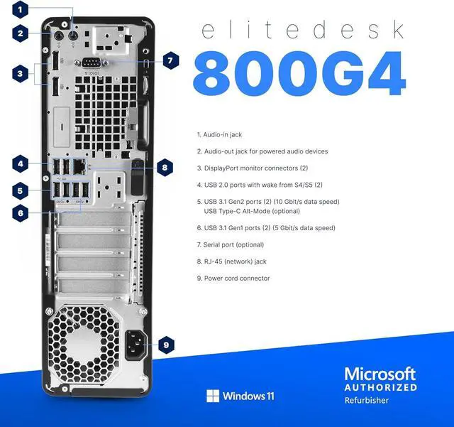 Alt view image 3 of 6 - HP EliteDesk 800 G4 Core i5 3.2 GHz - SSD 1 TB RAM 16 GB  Speakers