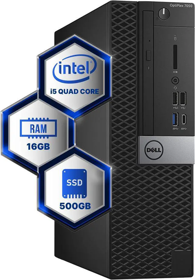Alt view image 2 of 6 - Dell Optiplex 7050 Desktop Computer | Quad Core Intel i5 (3.2) | 16GB DDR4 RAM | 500GB SSD Solid State | Windows 10 Professional | Home or Office PC