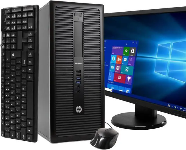Main image of HP EliteDesk 800 G1 Tower Computer PC, 3.20 GHz Intel i5 Quad Core Gen 4, 4GB DDR3 RAM, 240GB Solid State Drive Hard Drive, Windows 10 Professional 64bit, 19" Screen