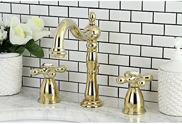 Alt view image 2 of 6 - Kingston Brass Wide Spread Lavatory Faucet With Metal Cross Handle Pb