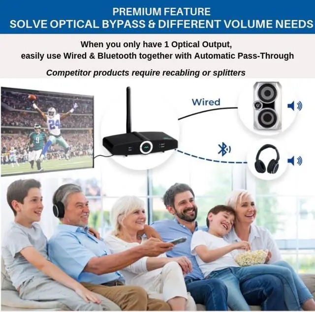 Alt view image 7 of 14 - 90M LONG RANGE Bluetooth Transmitter or Receiver for TV PC Stereo, Listen in HD with No Audio Delay, aptX Low Latency wireless Optical 3.5mm USB RCA (Home RTX 2.0-2 Yr Wrnty)