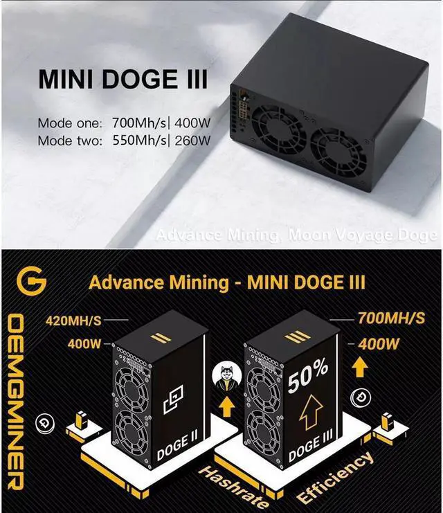 Alt view image 6 of 7 - New goldshell mini doge III 700MH/S 400W wifi litecoin dogecoin miner without PSU