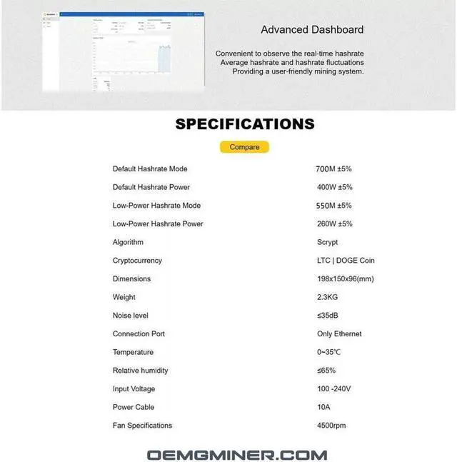Alt view image 5 of 7 - New Goldshell Mini Doge 3 Miner Doge Coin LTC Dual Mode 700M or 550M No PSU