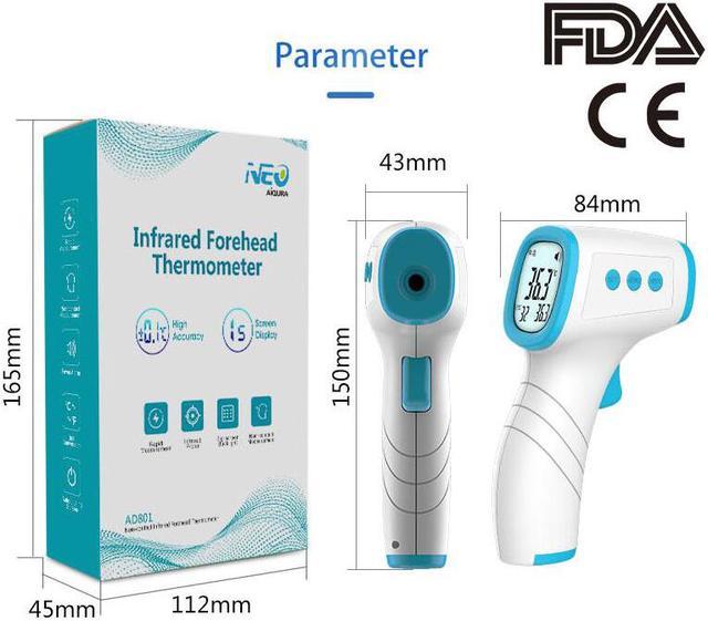 Infrared Forehead Thermometer Accurate Digital Non-Contact Laser  Temperature Gun Portable Baby Body Basal Thermometer Gun with LED Display  for Infants and Adults, immediate Instant Result(AD801) 