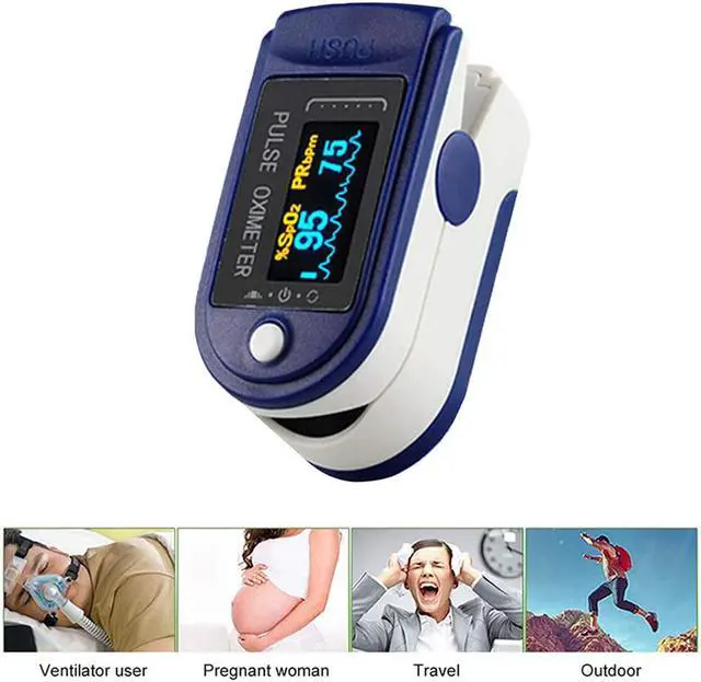 Main image of Finger Digital Pulse Oximeter Blood Oxygen Saturation Monitor Heart Rate Monitor SPO2 Health Monitors Portable Oxygen Sensor
