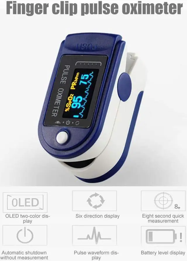 Alt view image 3 of 7 - Finger Digital Pulse Oximeter Blood Oxygen Saturation Monitor Heart Rate Monitor SPO2 Health Monitors Portable Oxygen Sensor